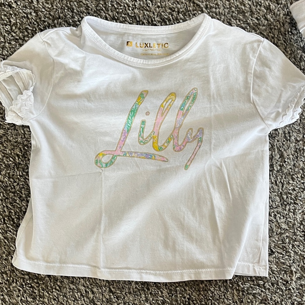 Lilly Pulitzer White Tee with Colorful Logo
